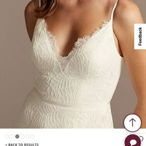 LEAF PATTERN LACE SLIT SKIRT A-LINE WEDDING DRESS